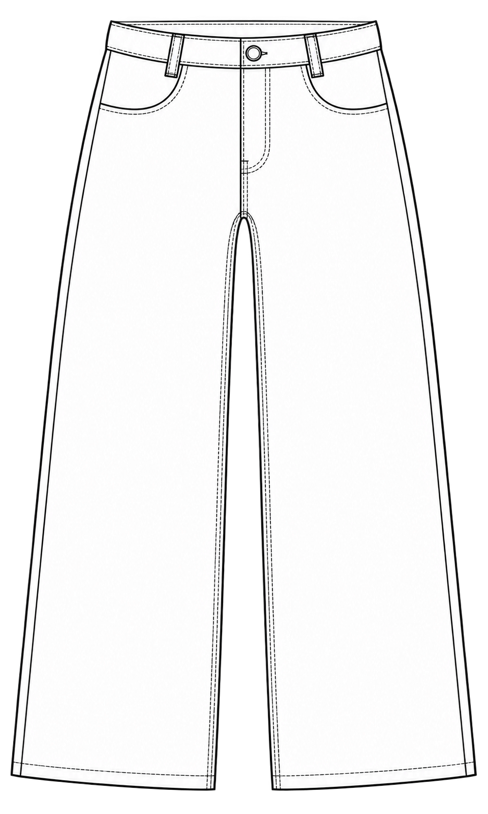 Plain jeans illustration with a roomy wide-leg silhouette.